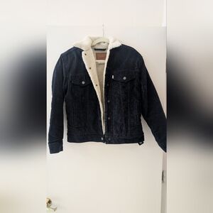 Blue Corduroy Sherpa-Lined Jacket